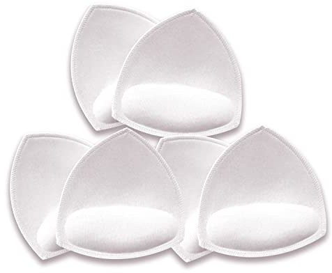 WMugthome 3 paia di reggiseni cuciti push up di inserti triangolari per sostituzioni bikini top e sport costume da bagno reggiseno inserti, Massaggio bianco, C/D Coppa