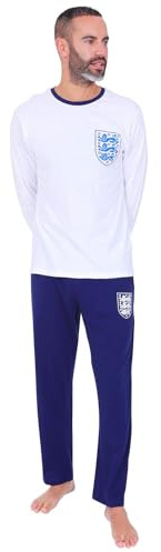 Official England Football Team Mens Long Cotton Pyjama Set (XX-Large) White
