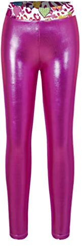 HULIJA Kinder Mädchen Leggings Metallic Lange Hose Sweatpants Unterhosen Mädchen Tanzhose Sport Leggings Unterhosen Dancewear Hell Rosa 98-104