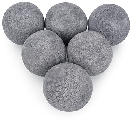 Stanbroil Sfere di fuoco in ceramica – 7,6 cm Pietre di fuoco rotonde per braciere e camino, set di 6 pezzi, grigio