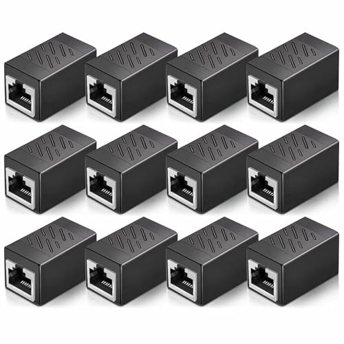 Ruichuan100 RJ45 Coupler, 12 Pack Ethernet Extender Adapter, Ethernet Coupler Female to Female Connector for Cat7/ Cat6/ Cat5/ Cat5e Ethernet Cable
