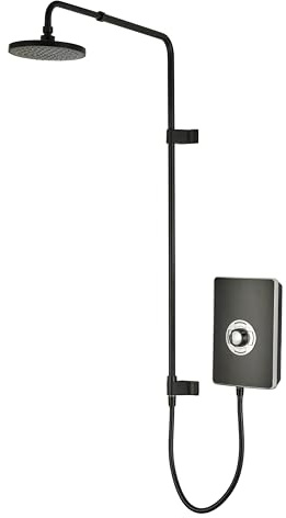 Triton Showers Collections UNIQ® | Shower Electric | 9.5 KW I Matte Black I Electrical Showers | with Rainfall Showerhead and Anti Twist Hose | Best Electric Shower Units for Bathrooms