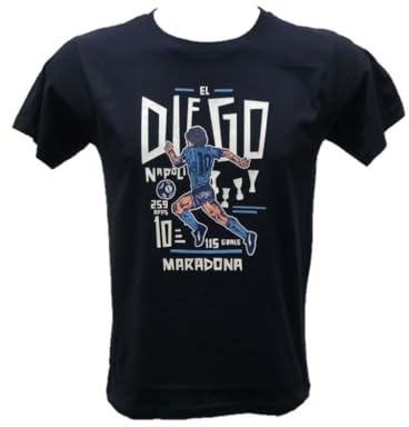 T-Shirt Maglia Celebrativa Calcio Napoli Diego Armando M a r a d o n a El pibe de Oro, Taglie da Bambino Ragazzo (IT, età, 5 Anni, 6 Anni, Regular, Blu)
