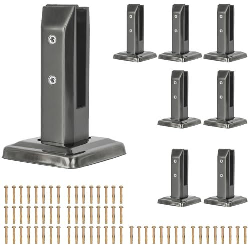 OUUTMEE 8 grandi morsetti in vetro in acciaio inox 304, nero, supporto in vetro per scale, supporto per vetro, recinzione, piscina, vetro per corrimano, balcone, ringhiera delle scale, H168 mm