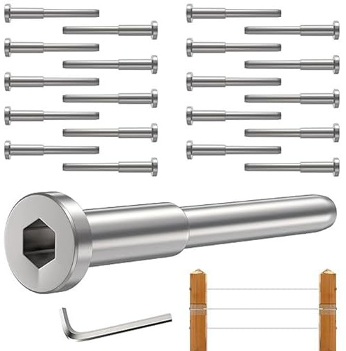 lopituwe Stainless Steel Wire Handrail Kit For Wood Posts 40 Pieces Wire Handrail Kit Wood Post Wire Railing Kit For Decks