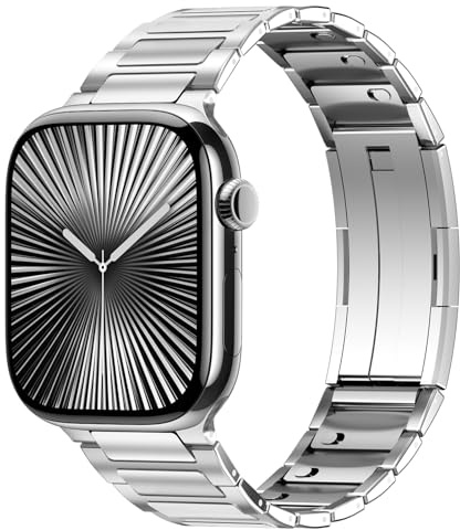 Metal Straps for Apple Watch Ultra/3/2 Strap 49mm 46mm 45mm 44mm 42mm 41mm 40mm 38mm iWatch Strap Men Women, Solid Stainless Steel Replacement Band for Apple Watch Series 11 10 9 8 7 6 5 4 3 SE 3/2nd