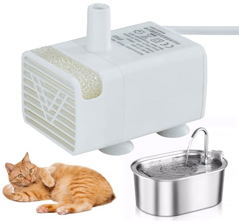 Bomba de repuesto para fuente de mascotas, agua sumergible silenciosa para gatos, motor duradero, bomba de bajo ruido para gatos y perros, accesorio de hidratación portátil para viajes, patio al aire