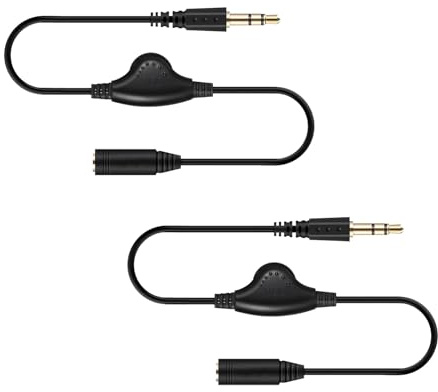 LifgWas 2 Cables De Extensión De Audio Estéreo Macho a Hembra Con Conector De 3,5 Mm Y Con Control De Volumen Para Ordenador Portátil, Tablet, Teléfono Móvil,smartphones, Pc O Altavoces,20cm