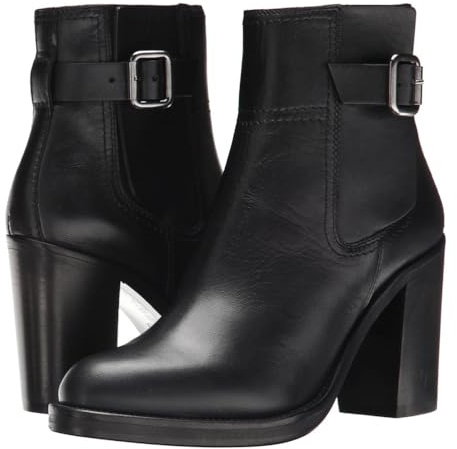 Botines de Tacón Grueso y Punta Redonda para Mujer, Cómodos Botines Cortos de Vestir con Hebillas Clásicos Botine Negros de Tacón Cuadrado para Fiesta o Noche,Negro,46 EU
