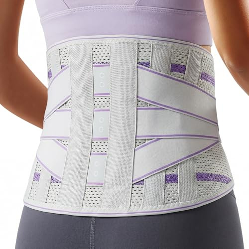 Focenat Fascia Lombare Supporto Schiena per Donne, Fascia Elastica Lombare Regolabile, Busto Ortopedico Lombar con Stecche, Cintura Lombar Traspirante per Sciatica e Postura - L (Girovita: 95-105cm)