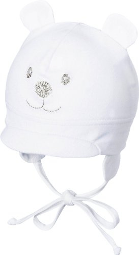 Sterntaler Gorra unisex con visera y cinta para el cuello con bonito motivo de oso, Edad: 4-5 meses, Tamaño: 41, Blanco