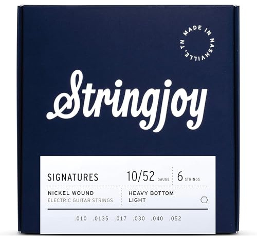 Stringjoy Signatures 10-52 Heavy Bottom Light Gauge – Nickel Wound Electric Guitar Strings - Premium Heavy Bottom Strings for Enhanced Tone, Electric 6 String Set, 1-Pack