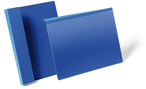 Durable Kennzeichnungstasche mit Falz, für Dokumente in A4 quer, Dokumentenhalter, Packung à 50 Stück, dunkelblau, 172307