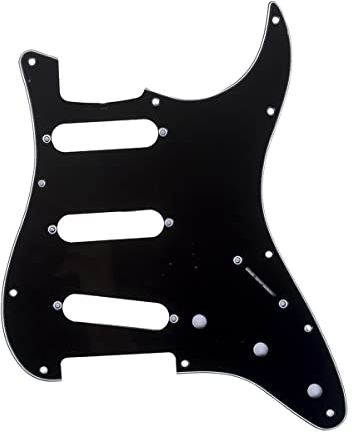 Musiclily Pro 11 Löcher SSS Vintage 62 Strat Pickguard Gitarren Schlagbrett für American Stratocaster 62 E-Gitarre,3 lagig Schwarz