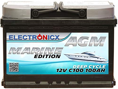 Effiziente AGM Batterie 100Ah 12V Marine Ideale Solarbatterie Camping Wohnwagen Mover und Solar Akku Energieversorgung Wohnmobil Bootsbatterie 100 Ah