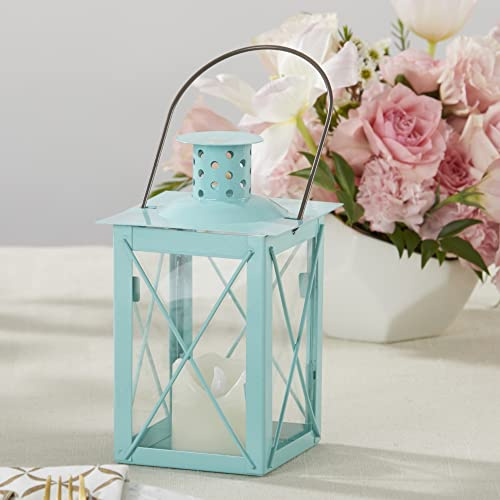 Kate Aspen – Photophore décoratif Vintage Rustique en métal de Taille Moyenne, Bleu Sarcelle