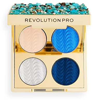 Revolution Beauty London Pro, Ultimate, Eye Quad, Eyeshadow Palette, Ocean Treasure, 4 Shades, 3.2g