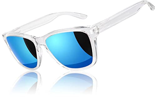 LINVO Lunettes de Soleil Homme Femme Polarisées Miroir, Lunettes de Conduite Transparente Avec Protection UV400