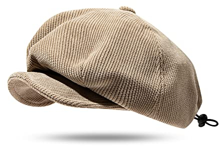CLAPE Unisex Newsboy Flat Cap Retro Schiebermütze Tellermütze Shelby Mütze Herren Sommer Schirmmütze 4 Panel Barett Cap Khaki BL45