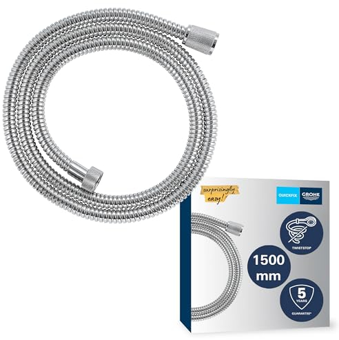 GROHE Vitalioflex, Duschschlauch aus Metall (1500 mm, verstärkte Ausführung, knickfest, hitzebeständig), chrom, 27502001