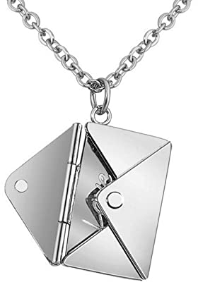 HMOOY Collana con Ciondolo a Forma di Busta,Collana con Busta Personalizzata per Coppie Ti Amo per Il Regalo di Natale per la Festa della Mamma di San Valentino (Argento)