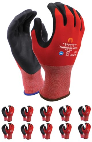 MCR Safety CONTOUR OLBA/Premium monteringshandskar/storlek 8, 10 par/röd/högsta kvalitet/monteringshandskar/skärtåliga handskar arbetshandskar