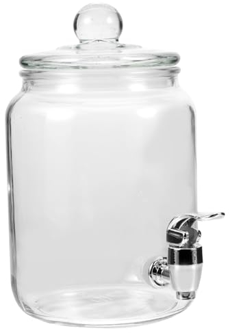 DECHOUS Barattolo Di Vetro Per Bevande Con Rubinetto Abs, Bottiglia Sigillata Per Conservazione Vino 4 Litri, Brocca Per Infusione a Freddo Per Uso Domestico e Feste