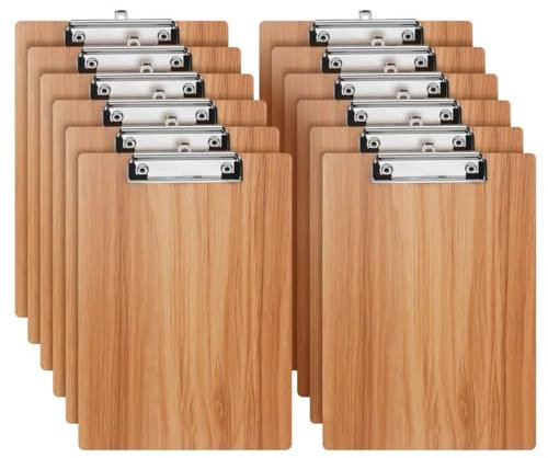 A4 Porte-Blocs en Bois,12 Pièces Planchettes à Pince Avec Clip et Trou de Suspension,Clipboard Porte-Formulaires