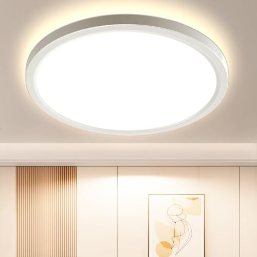 OTREN Plafoniera LED Soffitto, 4000K IP44 Plafoniera Bagno Rotonda, Lampadario LED Soffitto per Soggiorno Camera da Letto Cucina Balcone Corridoio, 22CM
