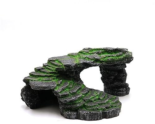 PURPLELILY Reptilien-Versteck, Harz, Landschaft, Felsschildkröte, Sonnenplattform, Kalziumergänzungsmittel, Höhle, Reptilien, Dekorationen zum Sonnenbaden