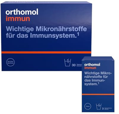 Orthomol Immun - Mikronährstoffe zur Unterstützung des Immunsystems - Nahrungsergänzung mit Vitamin C, Vitamin D und Zink, 30 St. Tagesportionen mit 3 Tagesportionen gratis