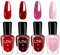 Red Nail Polish Sets - 4pcs Glitter Pink Red Nail Varnish Sets - Dark Red Nail Polish Burgundy Nail Polish Set - Christmas Nail Polish Gift Set for Women Girls,No Need Baking