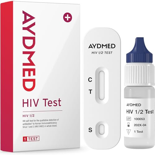 Aydmed Prueba del virus de la inmunodeficiencia humana | Kit de prueba del VIH para autodiagnóstico doméstico del VIH 1/2 en sangre | Kit de prueba de VIH | Resultados en 10 Minutos | Precisión del 99