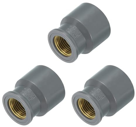 QUARKZMAN 3 Piezas de Conexiones de Tubería de PVC, Acoplamiento de Tubería Roscada de Latón de 32mm 1/2 PT Hembra Adaptador Conector para Fontanería de Alcantarillado, Riego, Gris