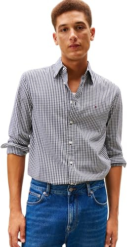 Tommy Hilfiger herr Flex Poplin Big Gingham Rf Shirt Mw0mw41713 L/S skjorta
