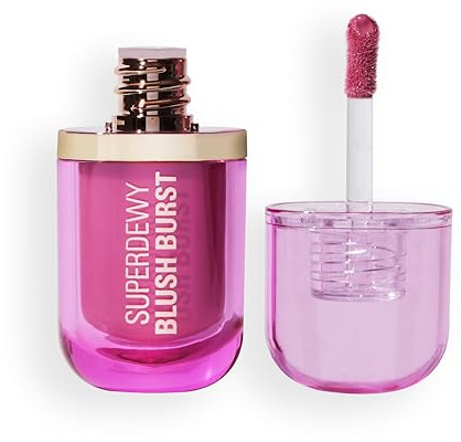 Revolution Superdewy Liquid Blush Burst – Aufbaubarer Flüssig-Blush für Wangen mit Serum-Formel (Peptide & Hyaluronsäure), vegan & tierversuchsfrei – Bubblegum Burst Pink – 4,2 ml