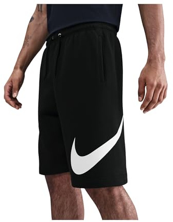 Nike Men's Club Fleece Shorts, Black/Black/White, Small