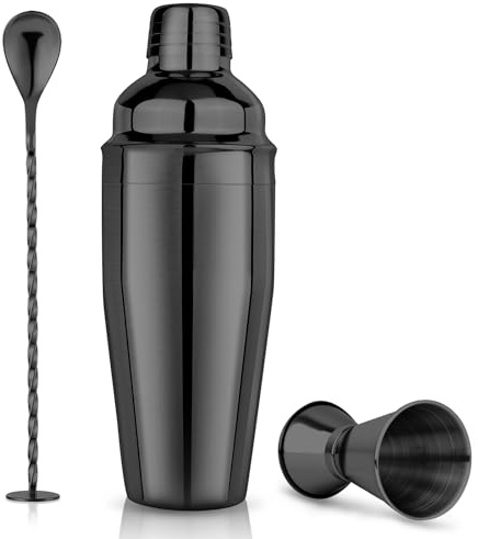 Set shaker da 750 ml, kit per preparare cocktail, 3 pezzi, con shaker per cocktail, misurino dosatore e cucchiaio per miscelare, kit professionale in acciaio inox 18/8, strumenti da bar per bevande