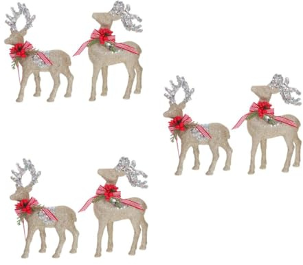 PRETYZOOM 3 Paires Statue de Renne de Noël Statue de Wapiti de noël Ornement de Bureau de cerf Plastique Doré