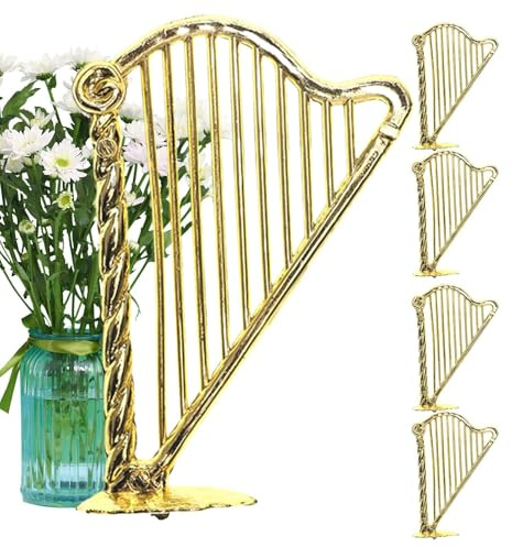 Miniatura Arpa Figurina Set di 5 Miniature in ABS | Set Di 5 Modellini Di Strumenti Musicali Per Decorazione Musicale, Decorazione Casa Delle Bambole, Giardino Fatato