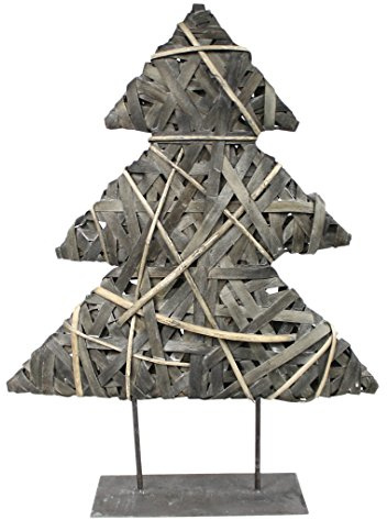 LaLu Design Deko Tanne Weihnachtsbaum aus Korb-Geflecht auf Metall Ständer, groß, 70cm