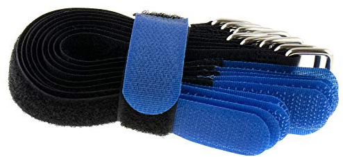 10 x kardborrband 200 x 20 svart – blå klaff/kardborreband