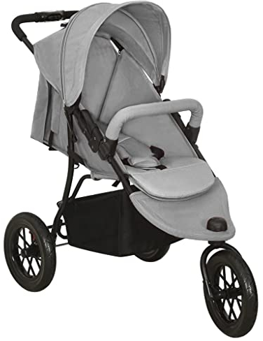 vidaXL Kinderwagen mit Verdeck Korb Einhand-Klappsystem Kinder Baby Buggy Kinderbuggy Kindersportwagen Reisebuggy Sportwagen Hellgrau Stahl