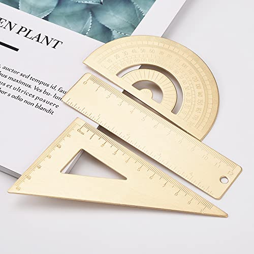 CENPEK brevpapper för 3 olika användningsområden, extremt tjock, superhållbar, rak vinkelskiva, set, fyrkantig mässing, triangel, linjal, brevpapper, matematik, geometri, gåva
