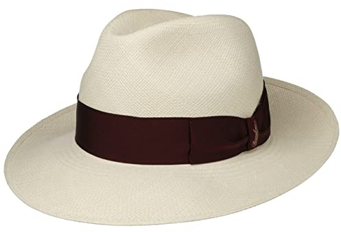 Borsalino Amedeo Bogart Panama Hat Men Nature-Bordeaux 7