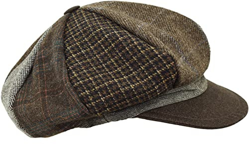 Melegari Mütze mit Patchwork Visier | Arona Baloon Baker Boy Cap | Unisex |, braun, One size