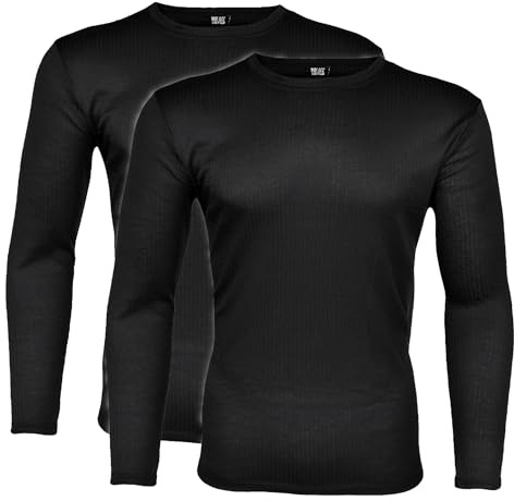 BestSale247 Termoundertröja för män (2-pack) med innerfleece varma vinterunderkläder, skidunderkläder bomull, svart, L