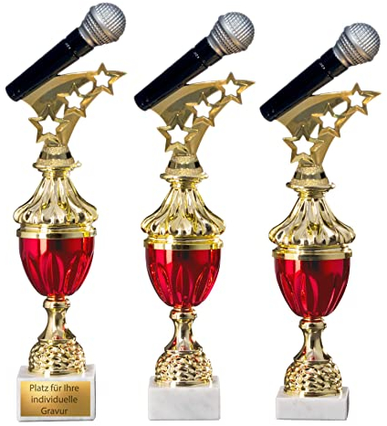 eberin · Mikrofon Pokal · Pokal Gesang · Mikrofon als Pokal · Musik Trophäe · Künstler Pokal · Musik · Musikschule · Singen · Ehrenpreis · Pokal · Trophäe · Award · mit Gravur in 3 Größen