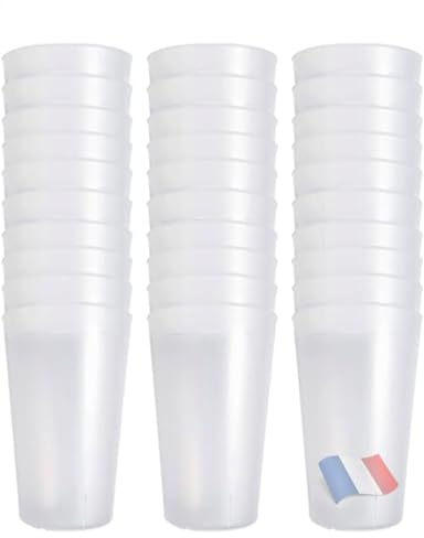 lepetitmitron Gobelets réutilisables - 45cl - Plastique polypropylène - Blanc givré (Lot de 50)