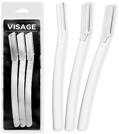 Visage Precision Facial Razors, Touch-up Dermaplaning Tool, Eyebrow Razor, Facial Hair/Peach Fuzz Removal, Face Shavers for Women and Men - 3 count
